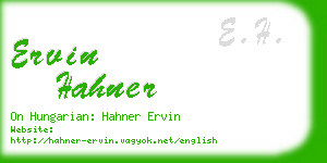 ervin hahner business card